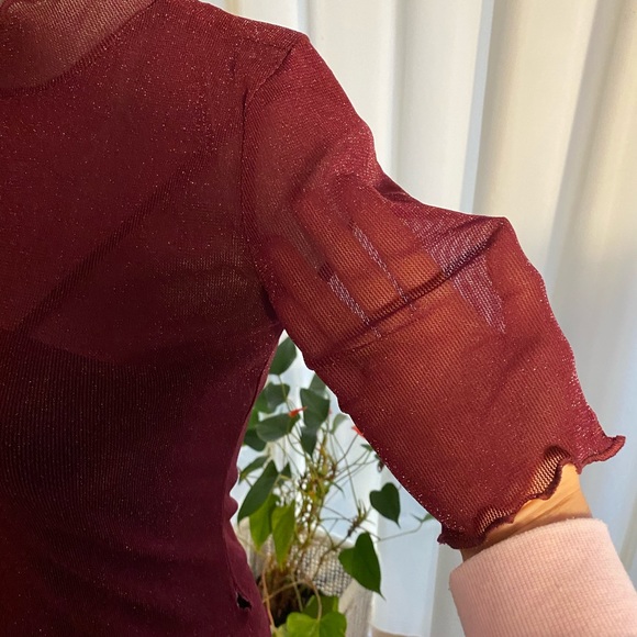 Beautiful Burgundy See Through Top - Picture 5 of 7